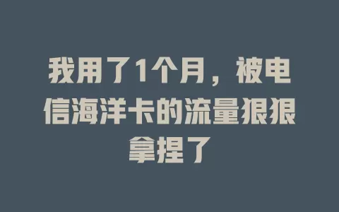 我用了1个月，被电信海洋卡的流量狠狠拿捏了