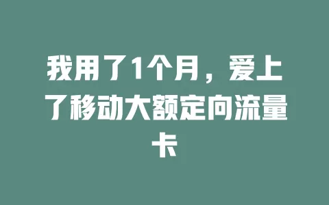 我用了1个月，爱上了移动大额定向流量卡