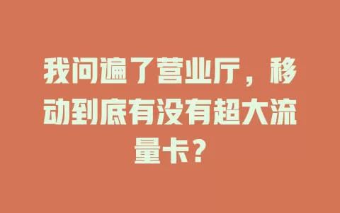 我问遍了营业厅，移动到底有没有超大流量卡？