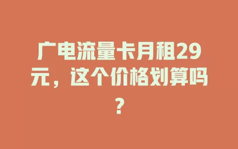 广电流量卡月租29元，这个价格划算吗？