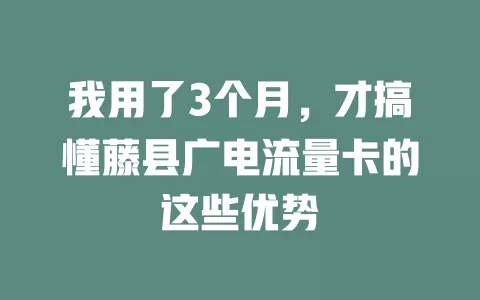 我用了3个月，才搞懂藤县广电流量卡的这些优势