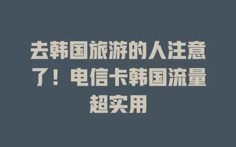 去韩国旅游的人注意了！电信卡韩国流量超实用