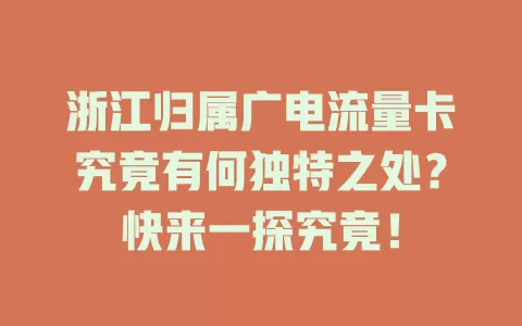 浙江归属广电流量卡究竟有何独特之处？快来一探究竟！