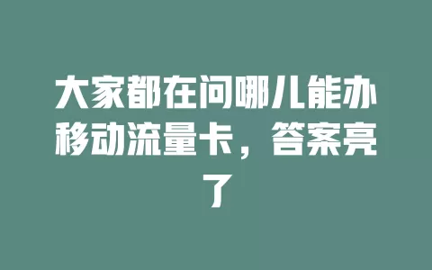 大家都在问哪儿能办移动流量卡，答案亮了