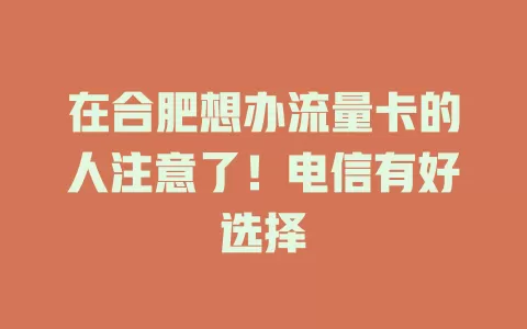 在合肥想办流量卡的人注意了！电信有好选择
