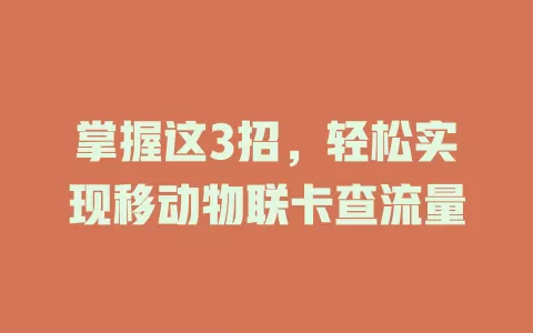 掌握这3招，轻松实现移动物联卡查流量