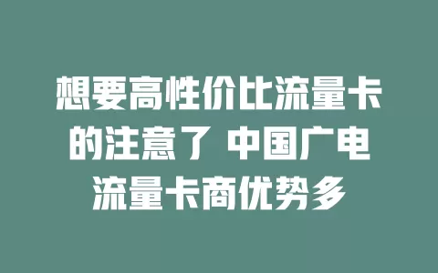 想要高性价比流量卡的注意了 中国广电流量卡商优势多