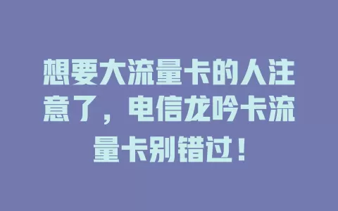 想要大流量卡的人注意了，电信龙吟卡流量卡别错过！