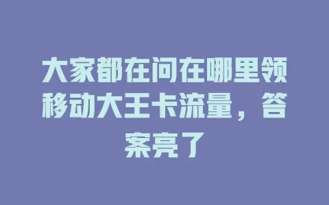 大家都在问在哪里领移动大王卡流量，答案亮了