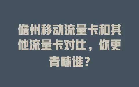 儋州移动流量卡和其他流量卡对比，你更青睐谁？