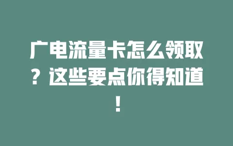 广电流量卡怎么领取？这些要点你得知道！