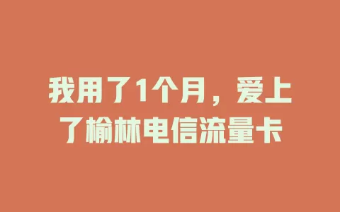 我用了1个月，爱上了榆林电信流量卡