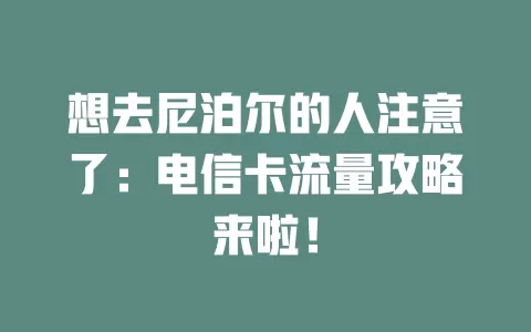 想去尼泊尔的人注意了：电信卡流量攻略来啦！