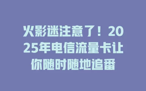 火影迷注意了！2025年电信流量卡让你随时随地追番