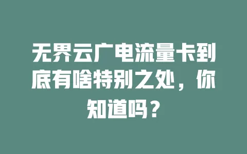 无界云广电流量卡到底有啥特别之处，你知道吗？