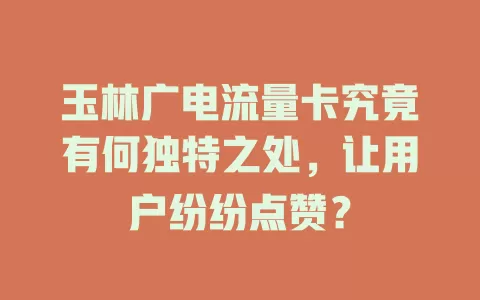 玉林广电流量卡究竟有何独特之处，让用户纷纷点赞？