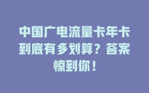 中国广电流量卡年卡到底有多划算？答案惊到你！