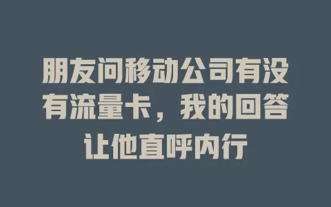 朋友问移动公司有没有流量卡，我的回答让他直呼内行