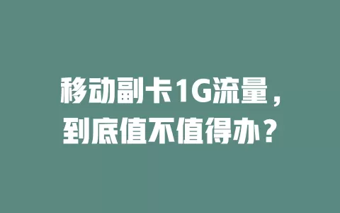 移动副卡1G流量，到底值不值得办？