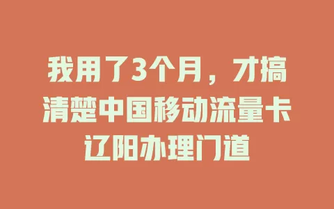 我用了3个月，才搞清楚中国移动流量卡辽阳办理门道