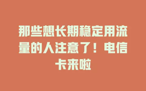 那些想长期稳定用流量的人注意了！电信卡来啦