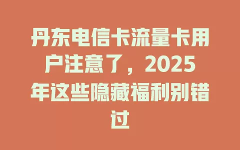丹东电信卡流量卡用户注意了，2025年这些隐藏福利别错过
