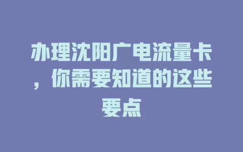 办理沈阳广电流量卡，你需要知道的这些要点