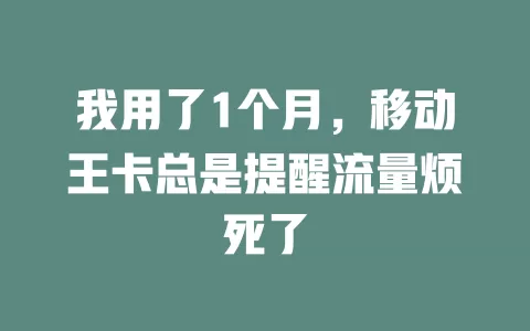 我用了1个月，移动王卡总是提醒流量烦死了