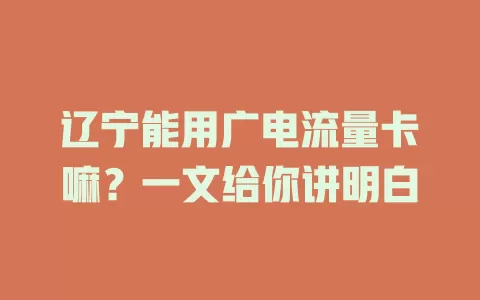 辽宁能用广电流量卡嘛？一文给你讲明白