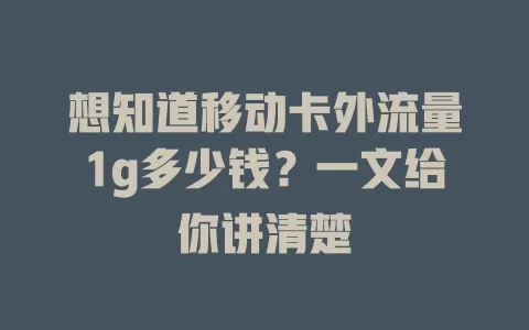 想知道移动卡外流量1g多少钱？一文给你讲清楚