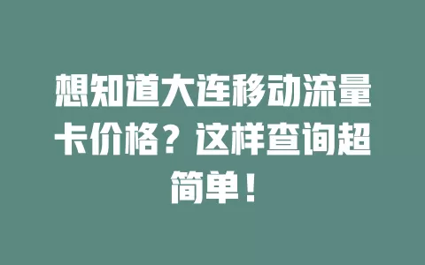 想知道大连移动流量卡价格？这样查询超简单！
