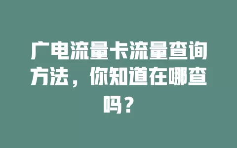 广电流量卡流量查询方法，你知道在哪查吗？