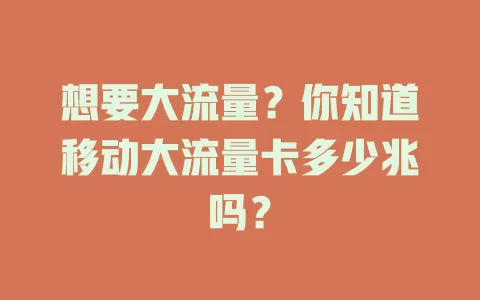 想要大流量？你知道移动大流量卡多少兆吗？