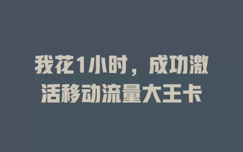 我花1小时，成功激活移动流量大王卡