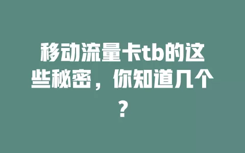 移动流量卡tb的这些秘密，你知道几个？