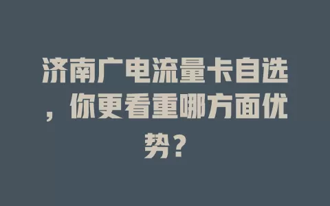 济南广电流量卡自选，你更看重哪方面优势？