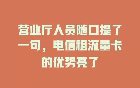 营业厅人员随口提了一句，电信租流量卡的优势亮了