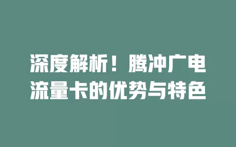 深度解析！腾冲广电流量卡的优势与特色