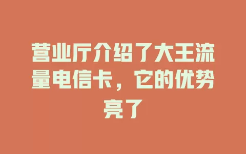 营业厅介绍了大王流量电信卡，它的优势亮了