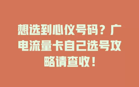 想选到心仪号码？广电流量卡自己选号攻略请查收！