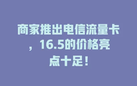 商家推出电信流量卡，16.5的价格亮点十足！