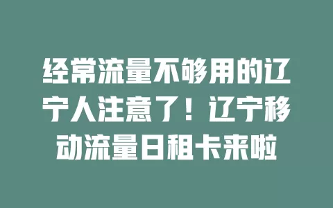 经常流量不够用的辽宁人注意了！辽宁移动流量日租卡来啦