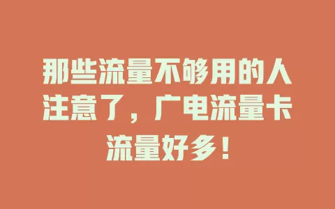 那些流量不够用的人注意了，广电流量卡流量好多！