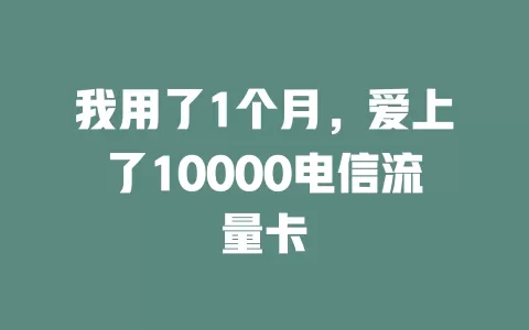 我用了1个月，爱上了10000电信流量卡