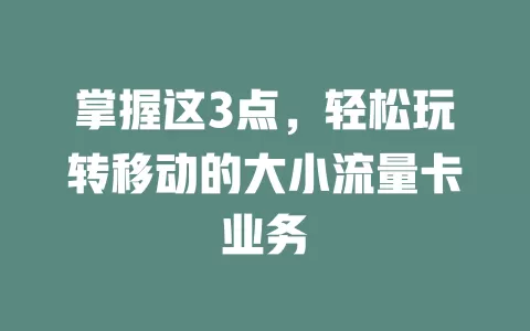 掌握这3点，轻松玩转移动的大小流量卡业务