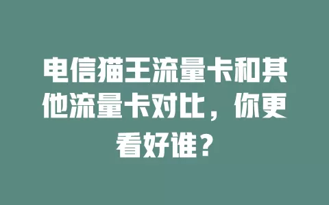 电信猫王流量卡和其他流量卡对比，你更看好谁？
