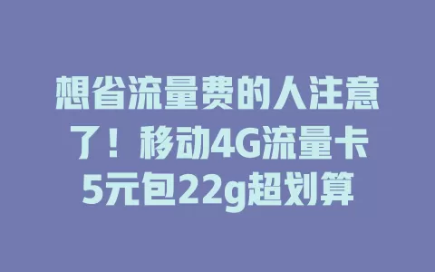 想省流量费的人注意了！移动4G流量卡5元包22g超划算
