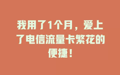 我用了1个月，爱上了电信流量卡繁花的便捷！