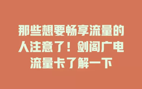 那些想要畅享流量的人注意了！剑阁广电流量卡了解一下