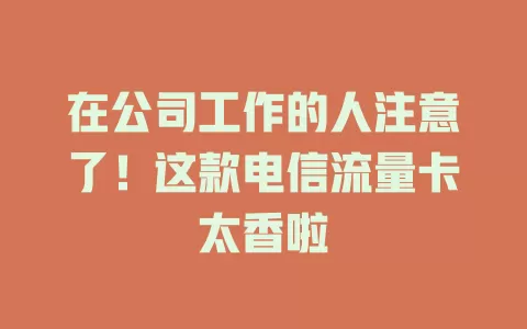 在公司工作的人注意了！这款电信流量卡太香啦